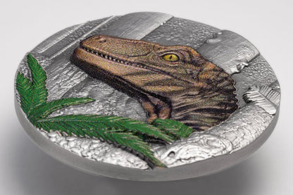 2026 Liberia Velociraptor Antiqued UHR 1 oz Silver Coin (03/23)