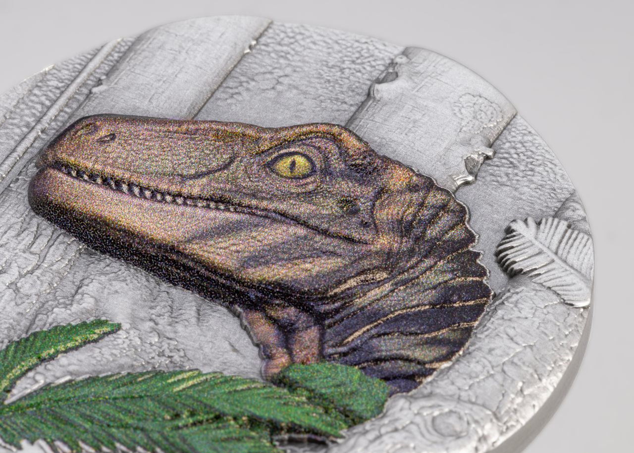 2026 Liberia Velociraptor Antiqued UHR 1 oz Silver Coin (03/23)
