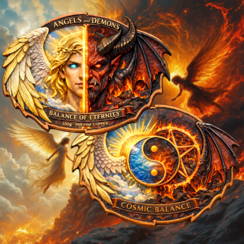 Angels & Demons Balance of Eternity 100g 999 Fine Copper Colorized Ultra High Relief