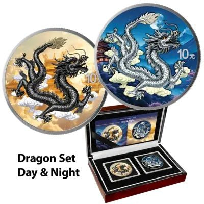 2026 China Dragon Day & Night 2 x 1 oz Silver Coin Set (03/16)