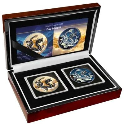 2026 China Dragon Day & Night 2 x 1 oz Silver Coin Set (03/16)
