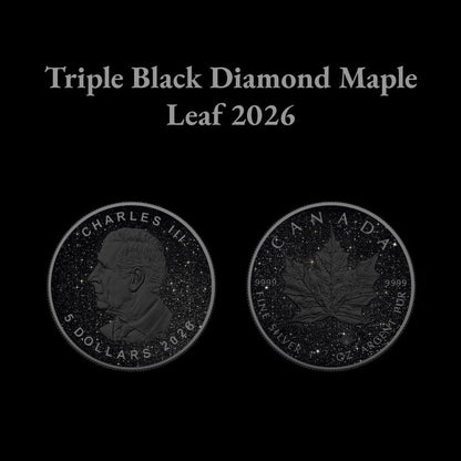 In Stock! 2026 Canada Maple Leaf Triple Black Diamond Edition 1 oz Silver Coin