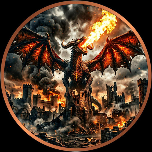 Ultimate Dragon Destruction 1 oz Copper Colorized Art Medal (500 Mintage)