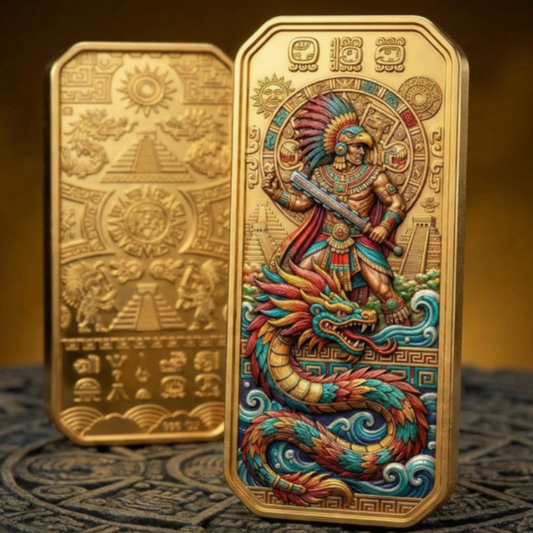 Ancient Legacies Aztec Empire 24k Gold Gilded 5 oz Copper Medal (03/18)