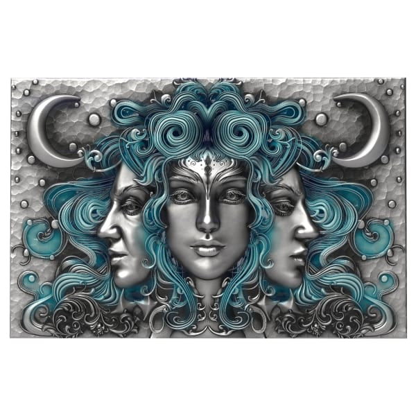 2027 Liberia Three Nymphs Antiqued UV 1 Oz .999 Silver Coin