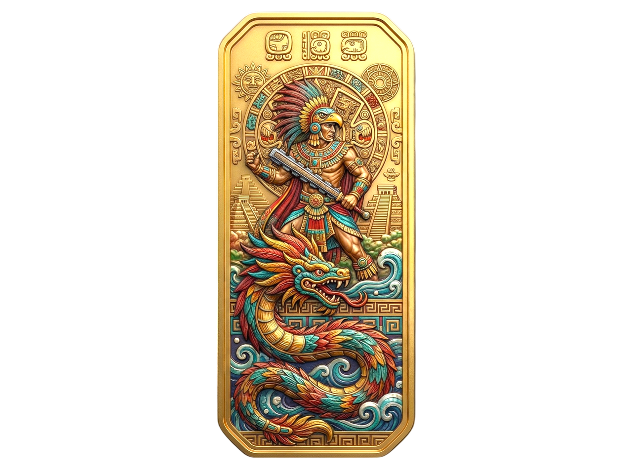 Ancient Legacies Aztec Empire 24k Gold Gilded 5 oz Copper Medal (03/18)