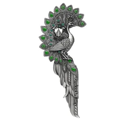 Must see the back! 2027 Cameroon Peacock Fairy Antique 2 Oz .999 Silver Coin
