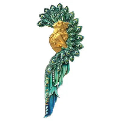 Must see the back! 2027 Cameroon Peacock Fairy Gold Gilded 2 Oz .999 Silver Coin