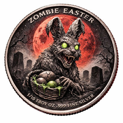 Zombie Easter Colorized 1/10 oz Silver Round (03/18)