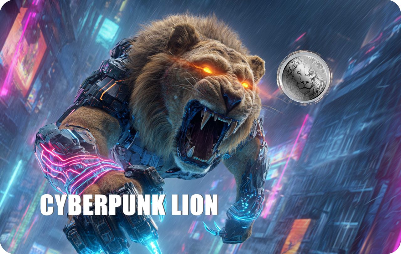 2026 Liberia Cyberpunk Lion 1/1000 oz .999 Palladium Coin in Card (9999 Mintage)