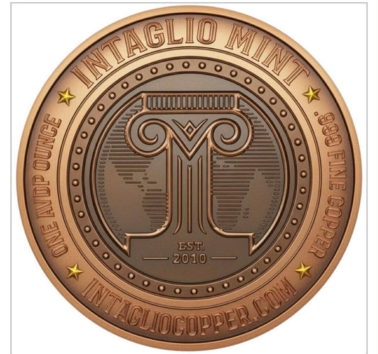 Intaglio's Liberty 1 oz Doubled Sized Colorized Copper Art Round (499 Mintage)