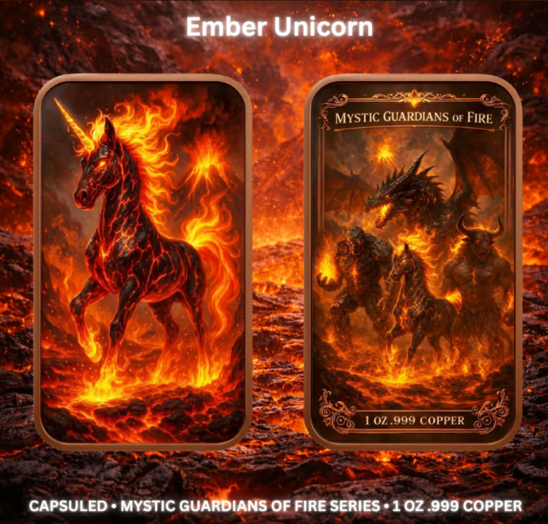 Mystic Guardians of Fire 4 x 1 oz Copper Bar Set (03/18)