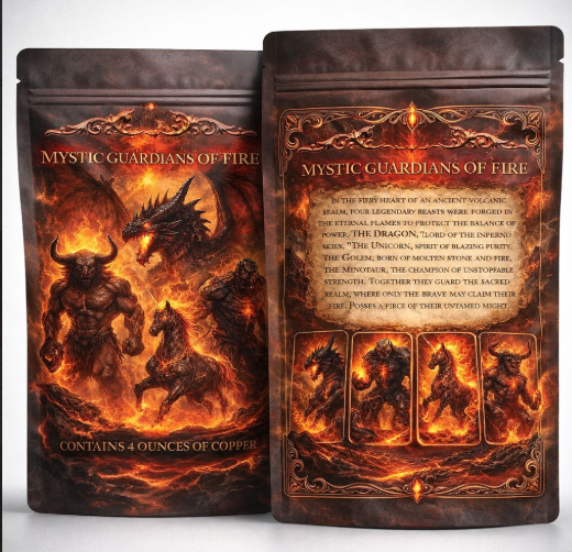 Mystic Guardians of Fire 4 x 1 oz Copper Bar Set (03/18)