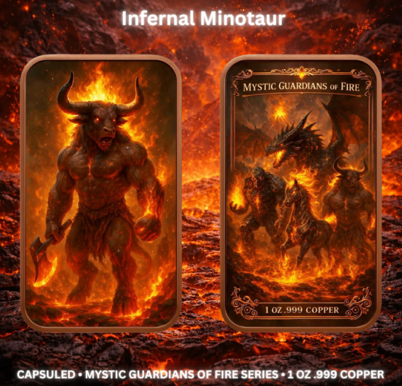 Mystic Guardians of Fire 4 x 1 oz Copper Bar Set (03/18)