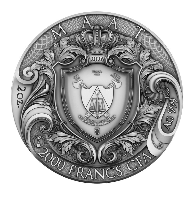 2026 Cameroon Echoes of Egypt Maat 2 oz Silver Coin (03/27)