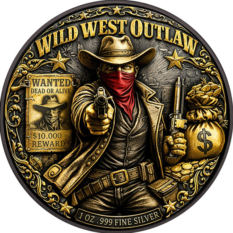 In Stock! Wild West Outlaw 1 oz Copper Round