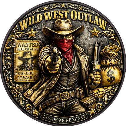 In Stock! Wild West Outlaw 1 oz Copper Round