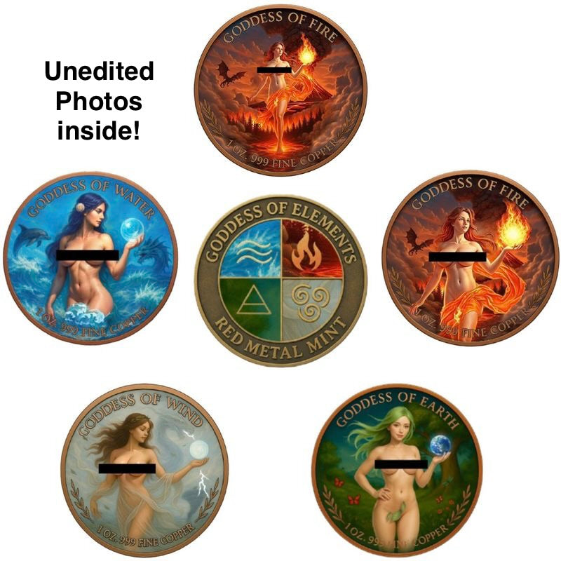 Goddess of Elements Colorized 5 x 1 oz Copper Round Set (03/20)