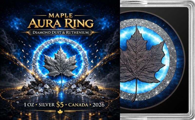 2026 Canada Maple Leaf Aura Ring 1 oz Silver Coin (03/25)