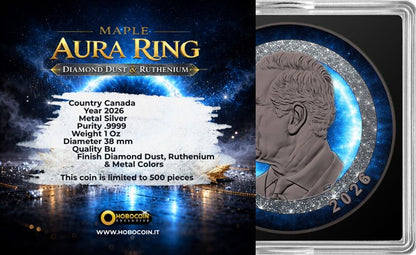2026 Canada Maple Leaf Aura Ring 1 oz Silver Coin (03/25)