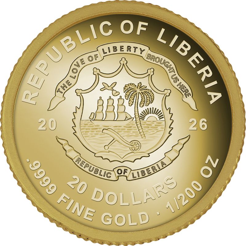 2026 Liberia Dracula Proof 1/200 oz Gold Coin (03/20)