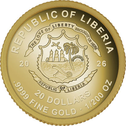 2026 Liberia Dracula Proof 1/200 oz Gold Coin (03/20)