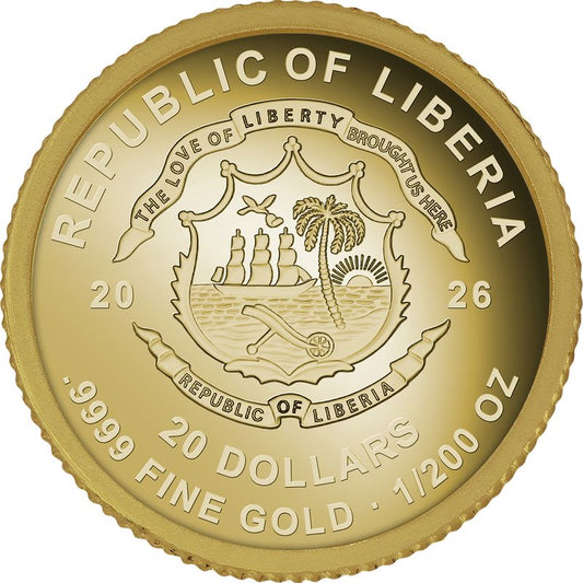 2026 Liberia Zeus Proof 1/200 oz Gold Coin (03/27)