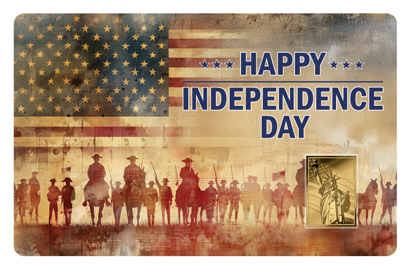 Happy Independence Day 1/1000 oz Gold Medal in Card (03/20)