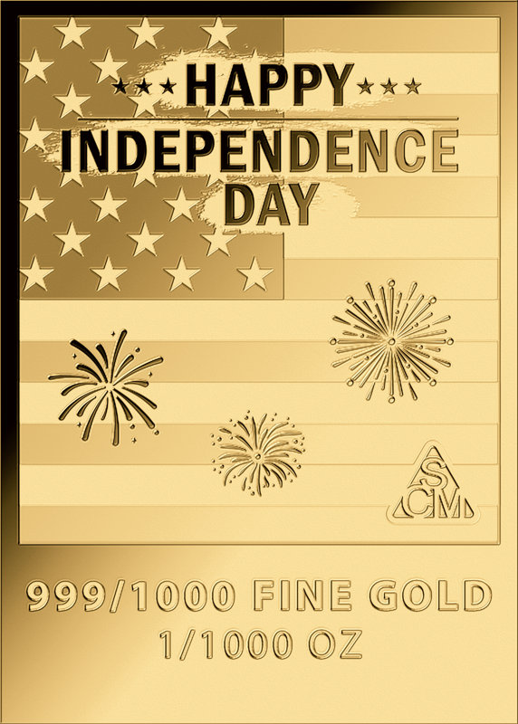 Happy Independence Day 1/1000 oz Gold Medal in Card (03/20)