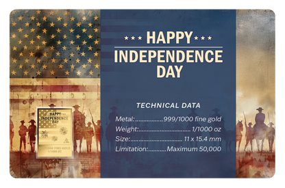 Happy Independence Day 1/1000 oz Gold Medal in Card (03/20)
