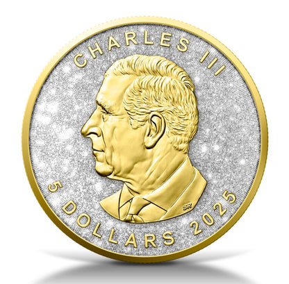 2025 Canada Maple Leaf Diamond Dust & 24k Gold Edition 1 oz Silver Coin