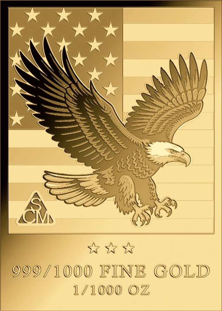 In Stock! Bald Eagle 1/1000 oz Gold Medal in Card