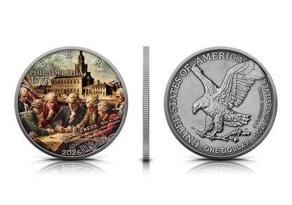 In Stock! 2026 U.S. Silver Eagle American Independence Past Edition 1 oz SIlver Coin