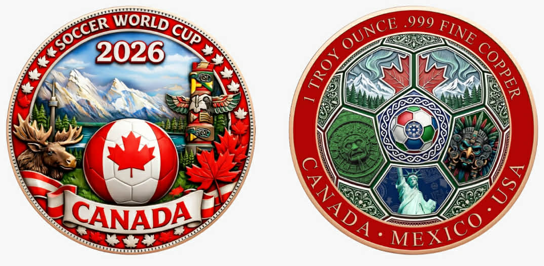 2026 Canada World Cup Set 1 oz Copper Round