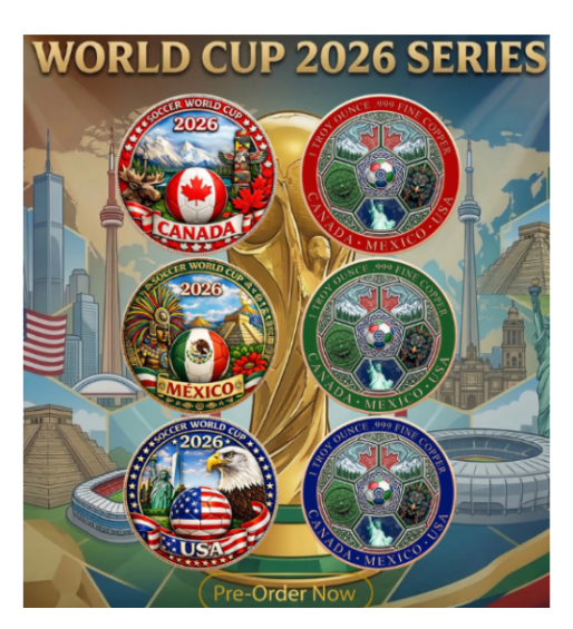 2026 Canada World Cup Set 1 oz Copper Round
