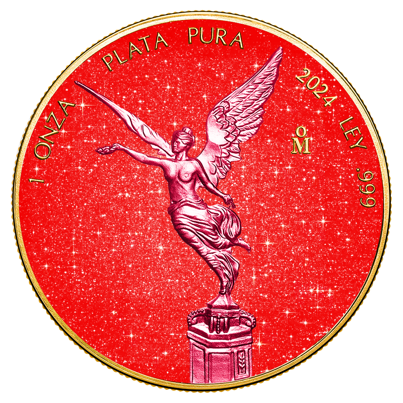 In Stock! 2024 Mexico Libertad - Rose & Ruby Edition 1 oz Silver Coin (03/24)