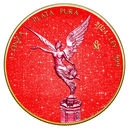 In Stock! 2024 Mexico Libertad - Rose & Ruby Edition 1 oz Silver Coin (03/24)