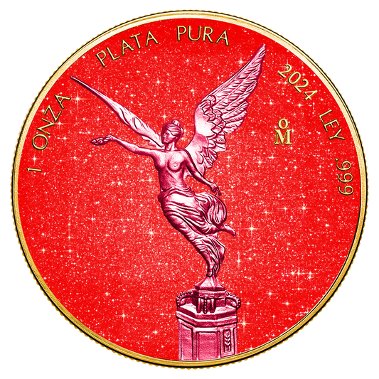In Stock! 2024 Mexico Libertad - Rose & Ruby Edition 1 oz Silver Coin (03/24)