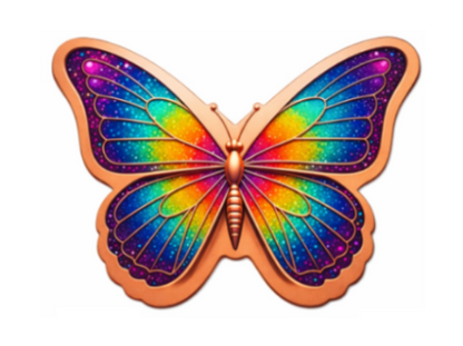 5oz Sparkling Butterfly Colorized Copper in Shaped Capsule