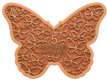 5oz Sparkling Butterfly Colorized Copper in Shaped Capsule