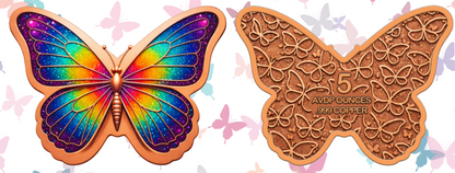 5oz Sparkling Butterfly Colorized Copper in Shaped Capsule