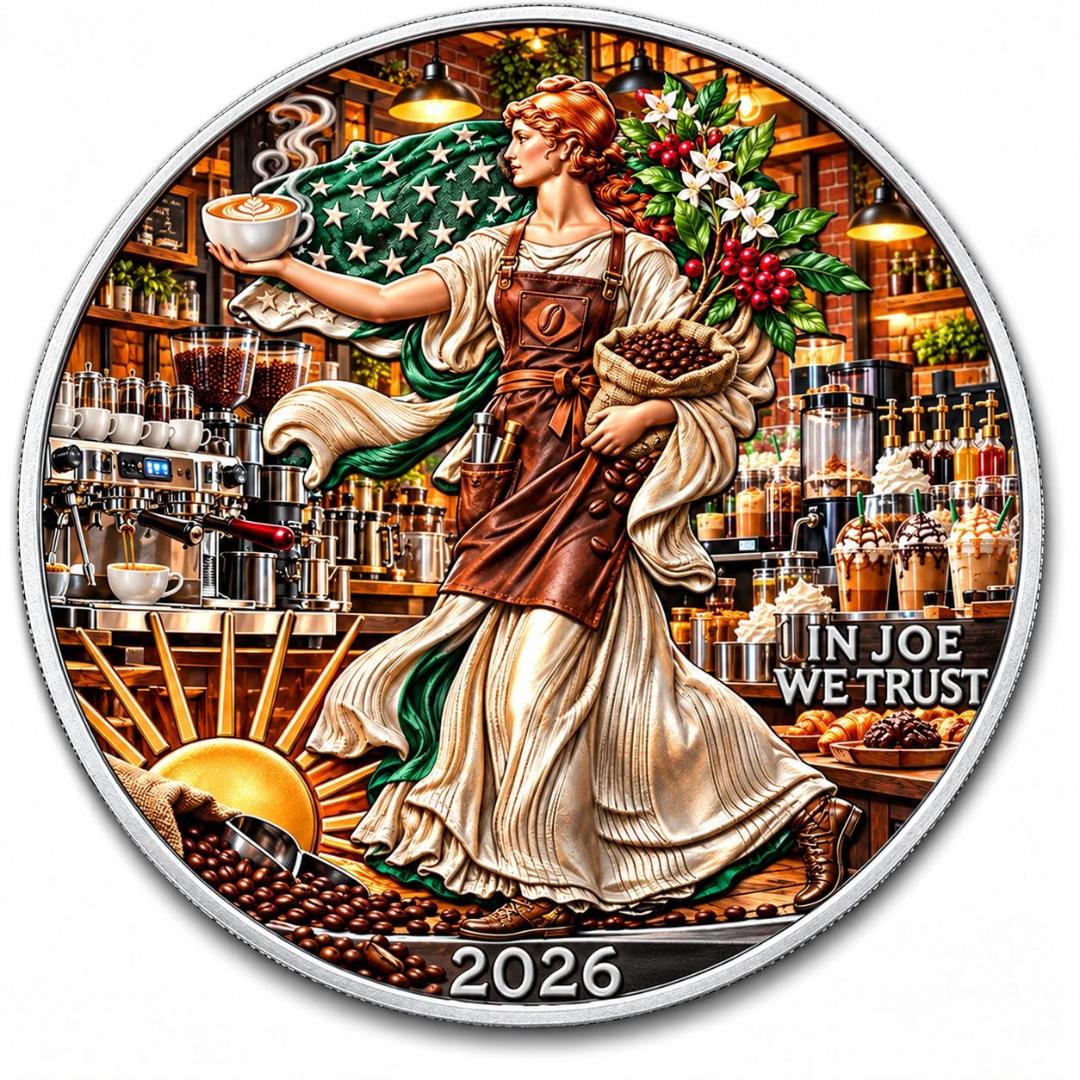 2026 American Silver Eagle Coffee Barista 1 oz Silver Coin (199 Mintage)