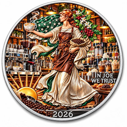 2026 American Silver Eagle Coffee Barista 1 oz Silver Coin (199 Mintage)