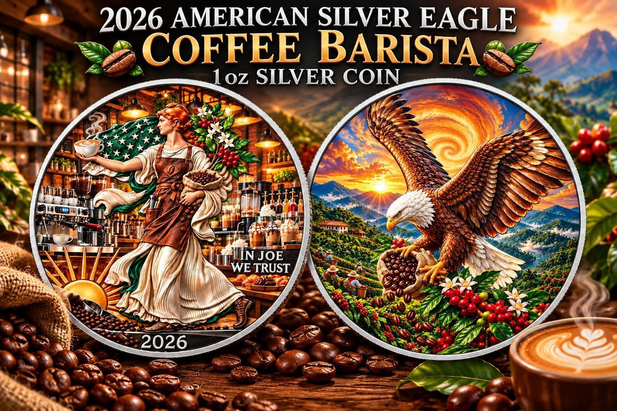 2026 American Silver Eagle Coffee Barista 1 oz Silver Coin (199 Mintage)