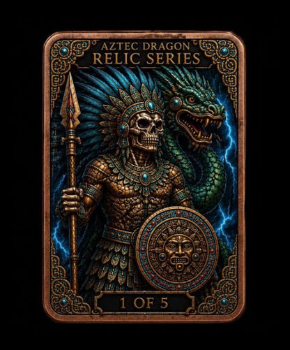 In Stock! Aztec Dragon Relic Series First Release - The Undead Warrior King - 5 oz Copper Colorized Bar in Capsule (1000 Mintage)