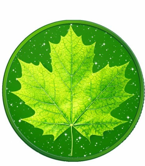 In Stock! 1oz Spring Maple featuring Dual Sided Diamond Dust Copper with Box/Display. Next in series!