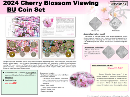 In Stock! 2024 Japan Cherry Blossom BU 4.3g Silver Coin & Medal Set