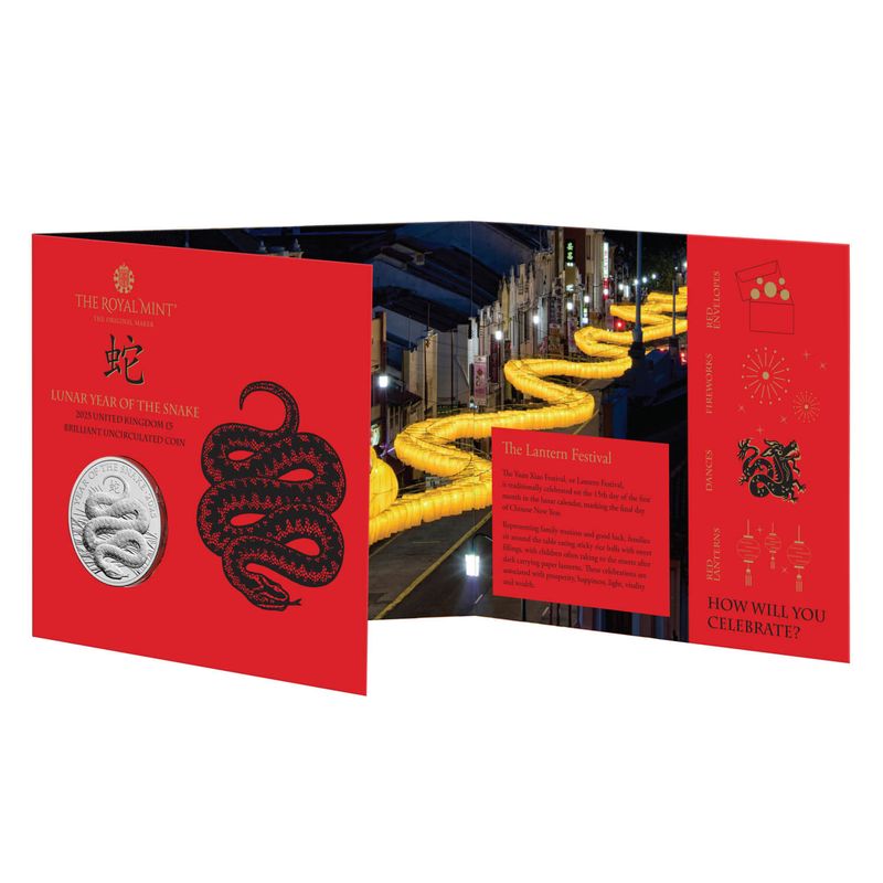 In Stock! 2025 Great Britain Year of the Snake 28.28g CN Coin in Card