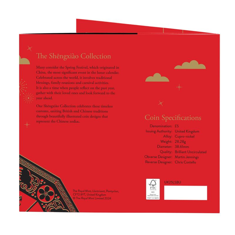 In Stock! 2025 Great Britain Year of the Snake 28.28g CN Coin in Card