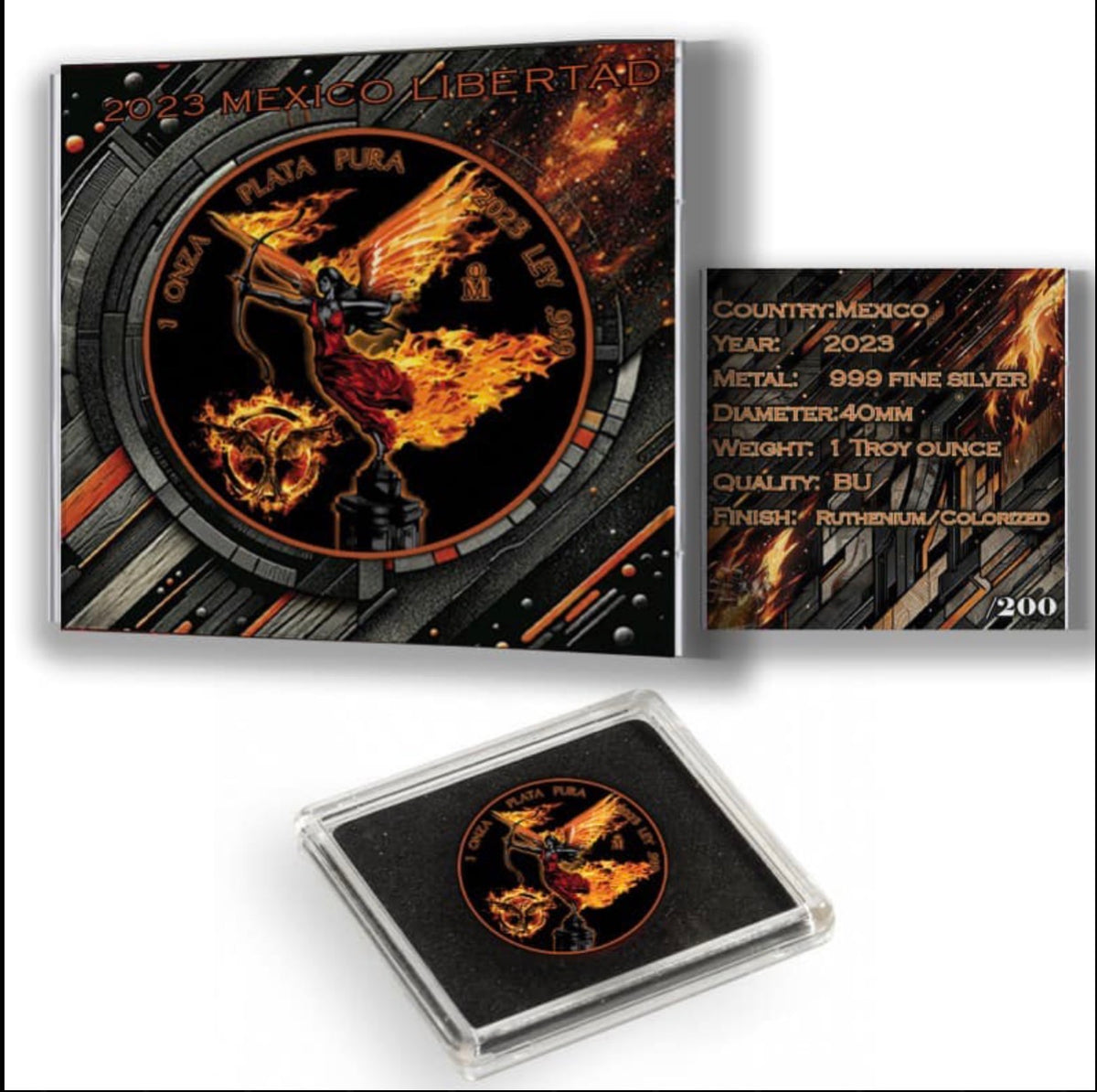 In Stock! RARE! Serial 000/200! 2023 Libertad 1oz .999 Colorized Girl On Fire